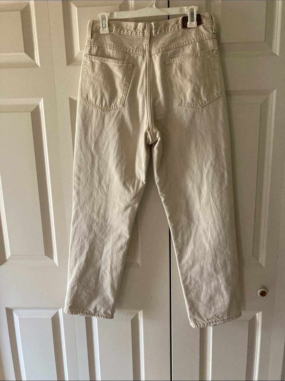 LLBEAN men’s 32-29 cream classic 5 pocket fleece lined jeans outdoors work wear - Picture 2 of 8